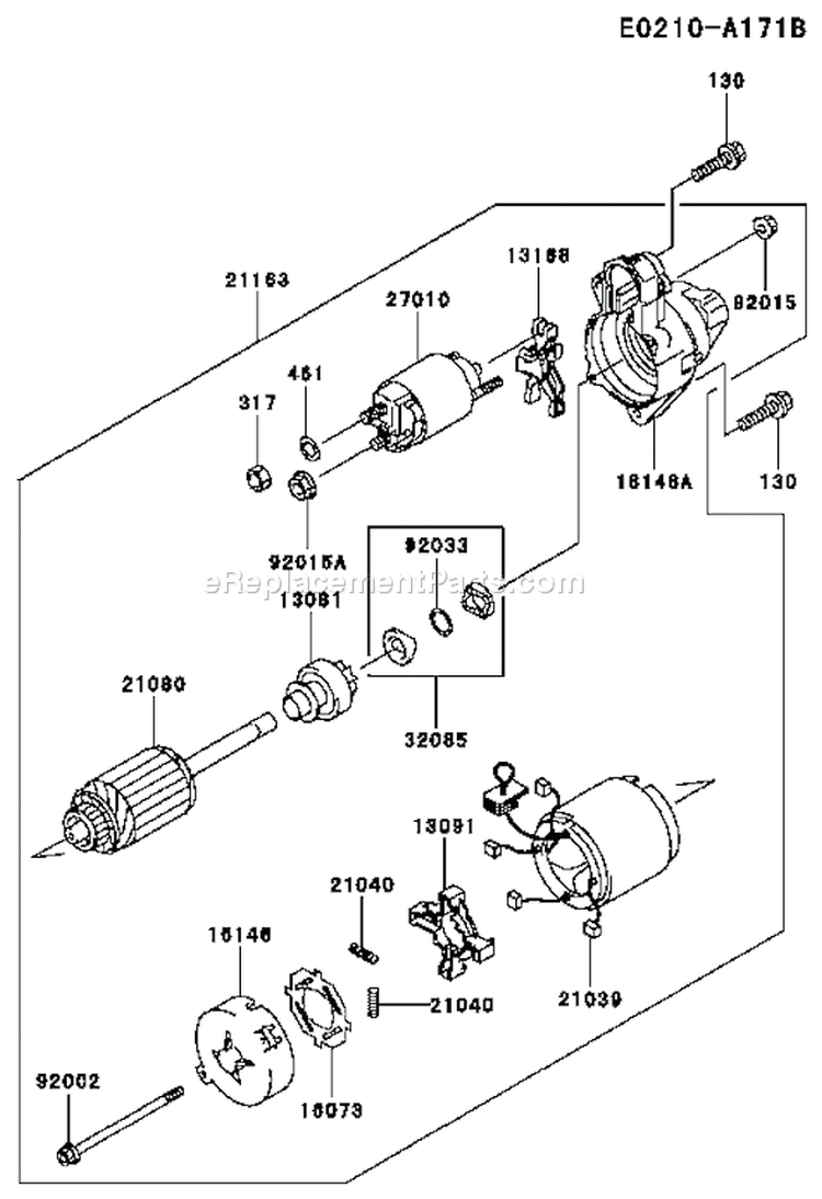 Page K Diagram and Parts List for FC420V AS23 Kawasaki Engine