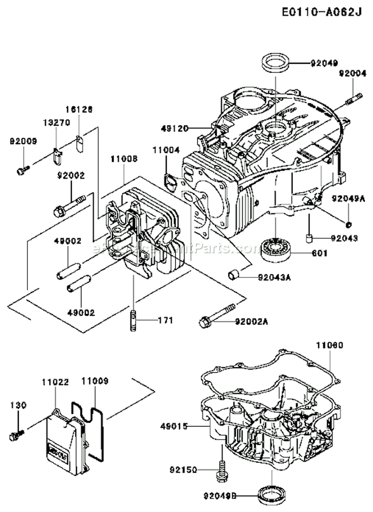 Page E Diagram and Parts List for FC420V AS23 Kawasaki Engine