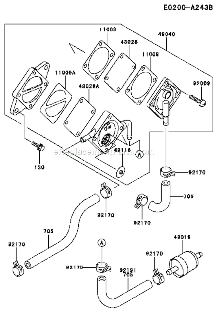 Page G Diagram and Parts List for FC420V AS23 Kawasaki Engine