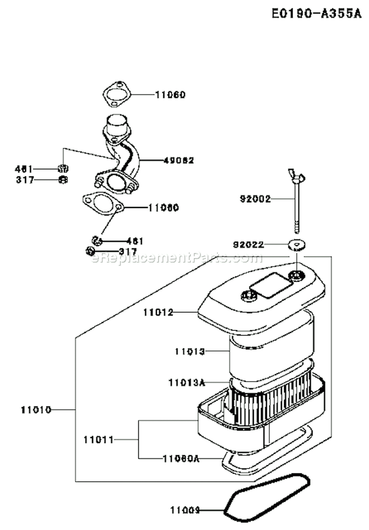 Page A Diagram and Parts List for FC420V AS26 Kawasaki Engine