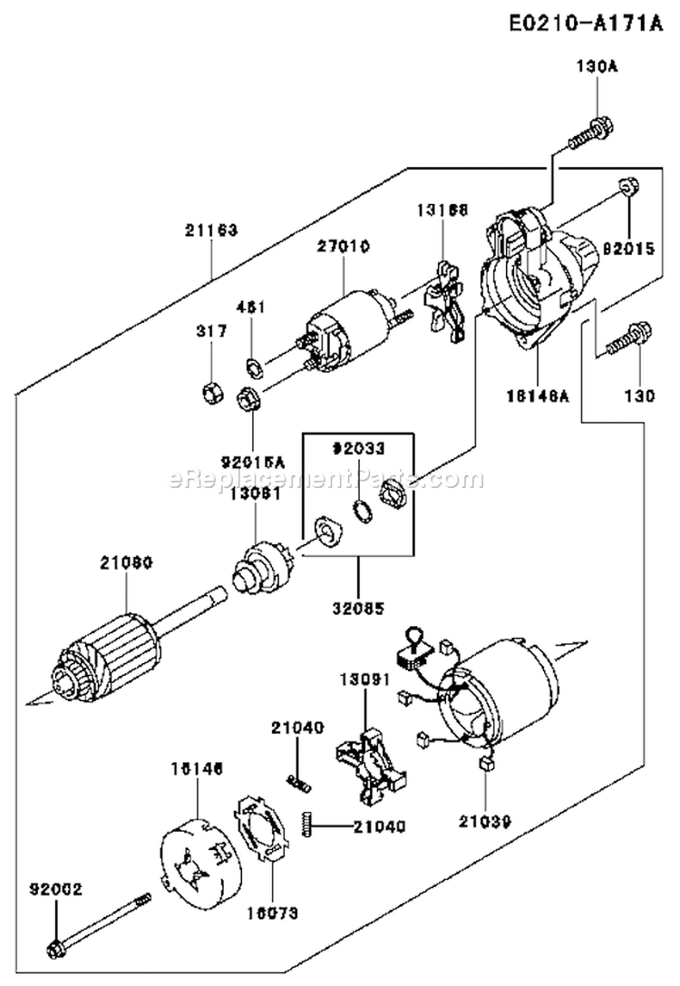 Page K Diagram and Parts List for FC420V BS22 Kawasaki Engine