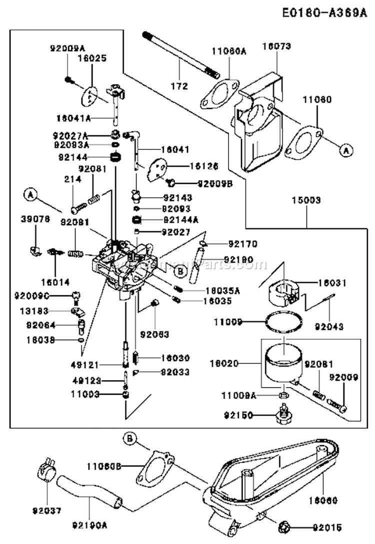 Page B Diagram and Parts List for FC420V AS23 Kawasaki Engine