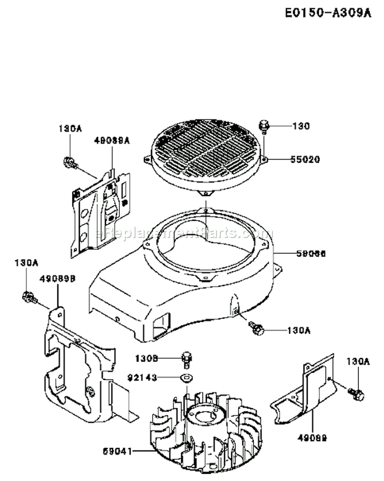 Page D Diagram and Parts List for FC420V AS26 Kawasaki Engine
