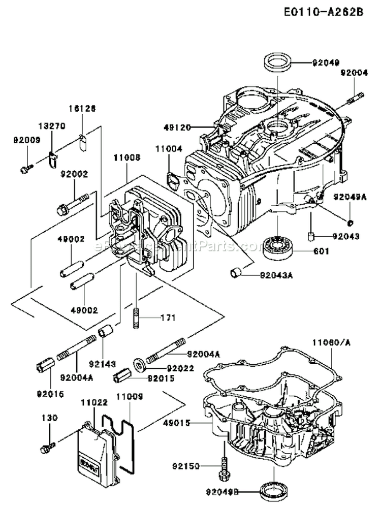 Page E Diagram and Parts List for FC420V AS26 Kawasaki Engine