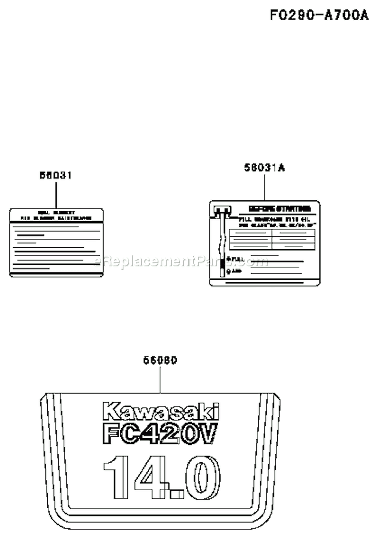 Page G Diagram and Parts List for FC420V AS26 Kawasaki Engine