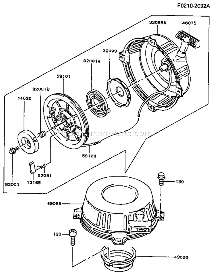 Page K Diagram and Parts List for FC420V BS02 Kawasaki Engine