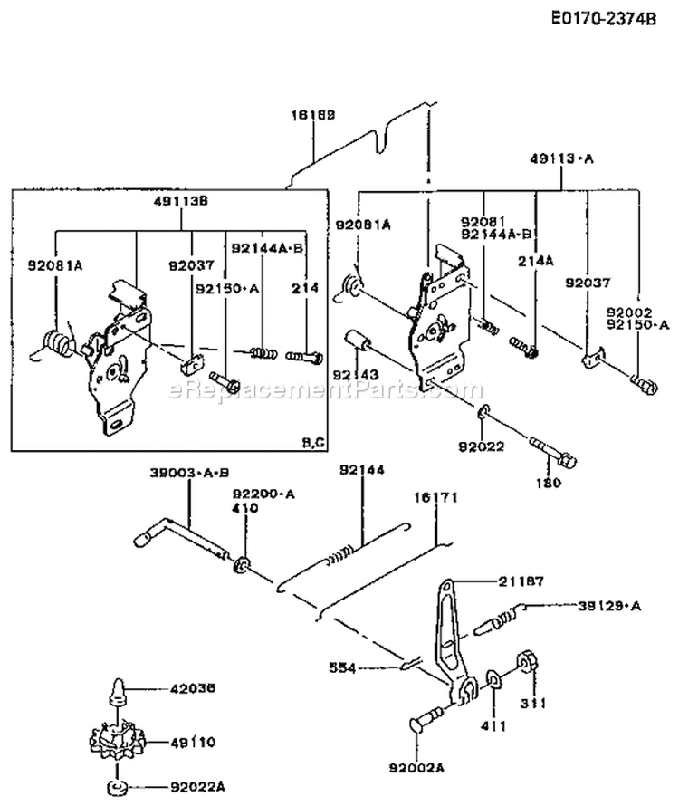 Page C Diagram and Parts List for FC420V CS05 Kawasaki Engine