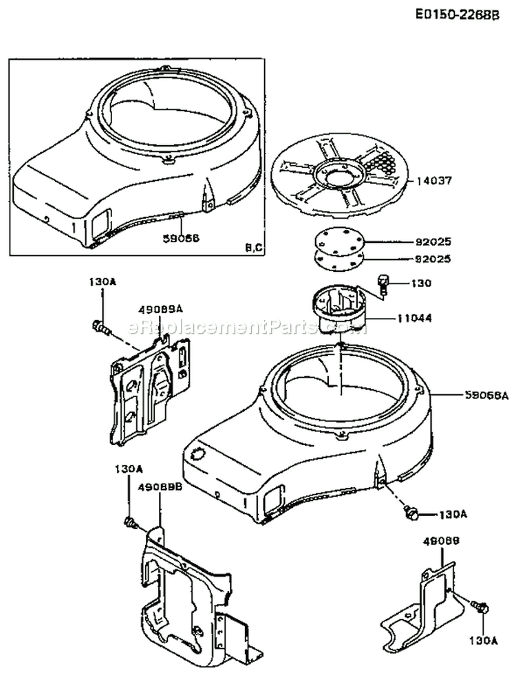 Page D Diagram and Parts List for FC420V CS05 Kawasaki Engine