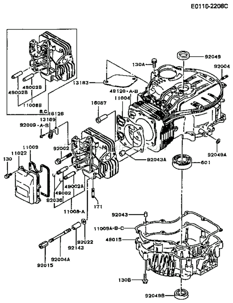 Page E Diagram and Parts List for FC420V CS05 Kawasaki Engine