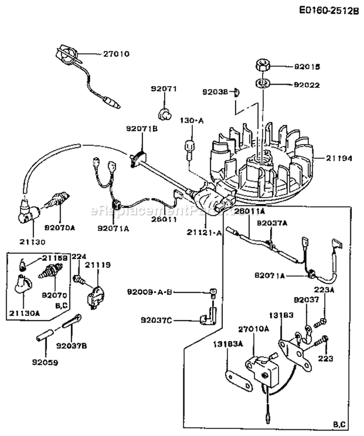 Page F Diagram and Parts List for FC420V CS05 Kawasaki Engine