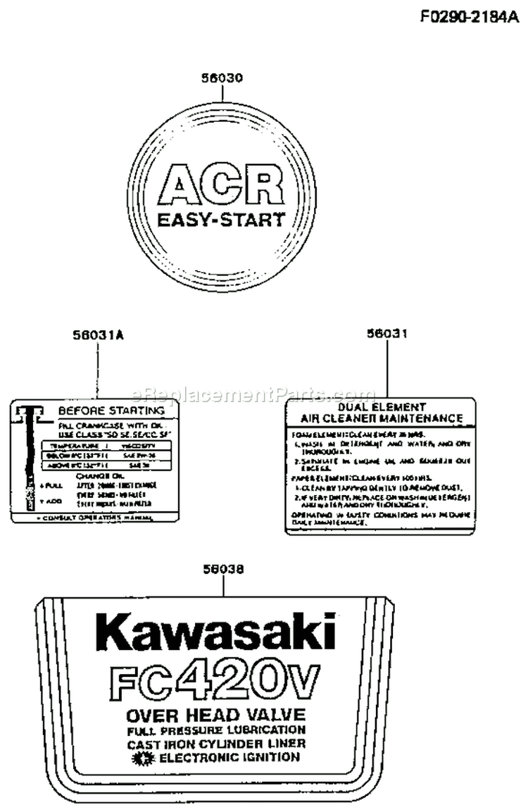 Page G Diagram and Parts List for FC420V AS13 Kawasaki Engine