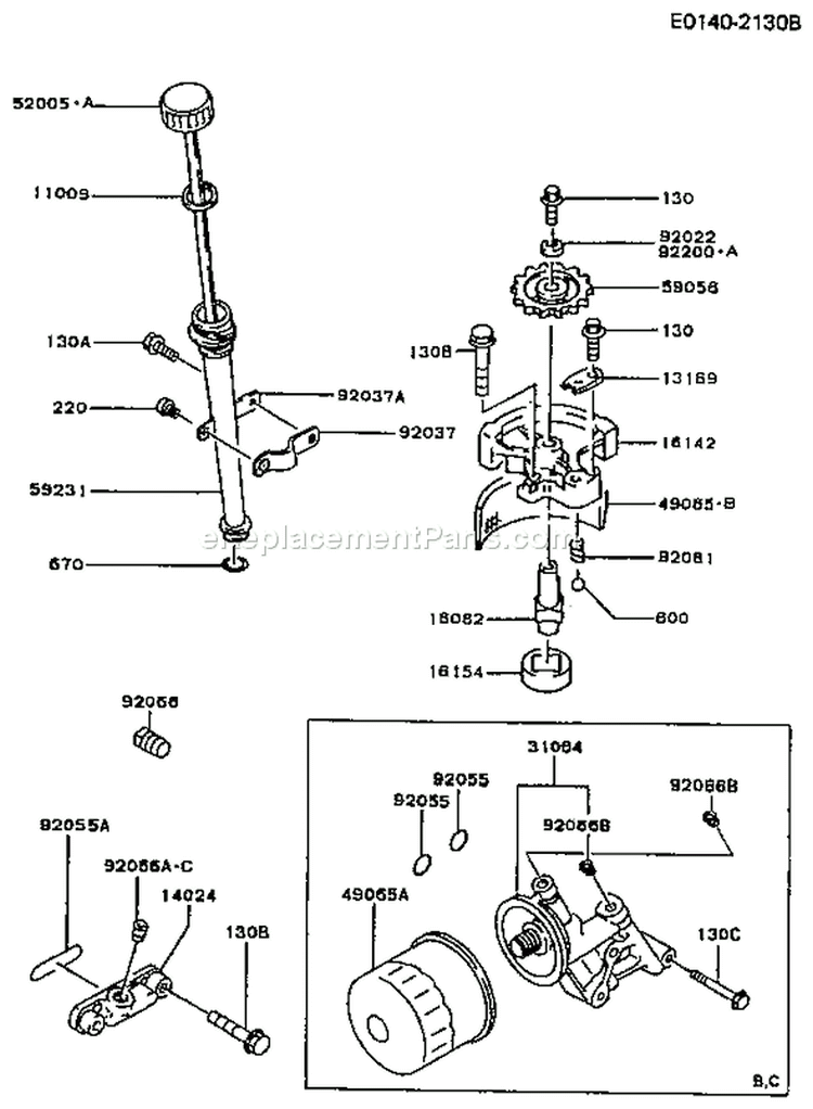 Page H Diagram and Parts List for FC420V CS05 Kawasaki Engine
