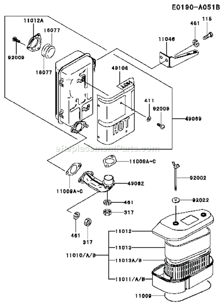 Page A Diagram and Parts List for FC420V BS06 Kawasaki Engine