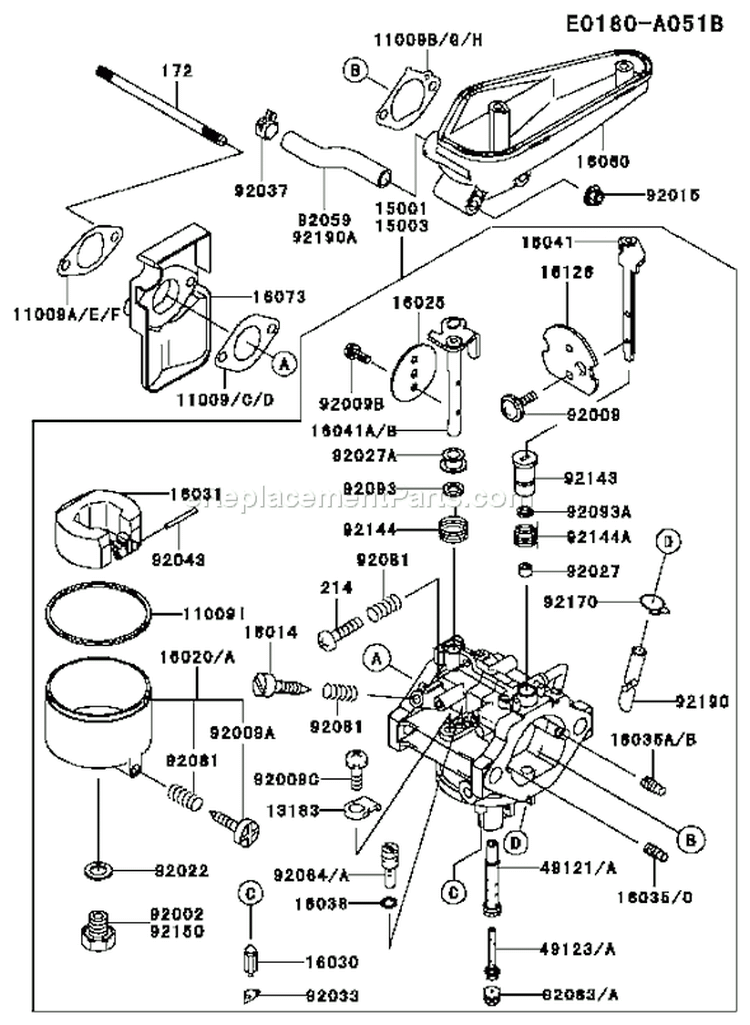 Page B Diagram and Parts List for FC420V BS06 Kawasaki Engine