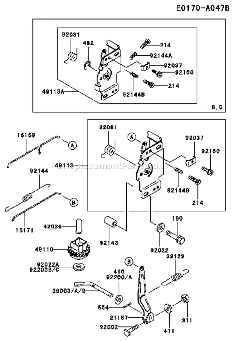 Page C Diagram and Parts List for FC420V BS06 Kawasaki Engine