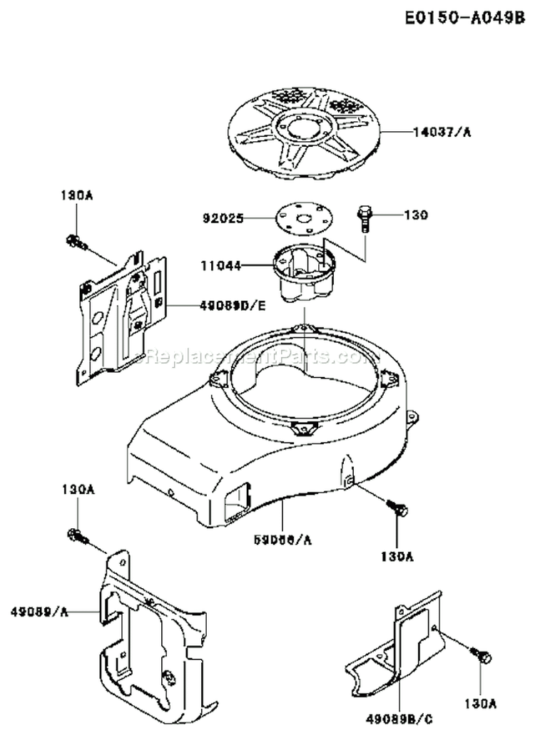 Page D Diagram and Parts List for FC420V BS06 Kawasaki Engine