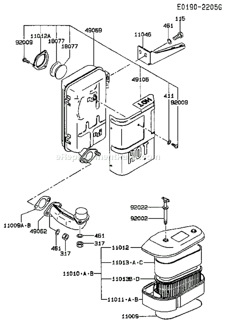 Page A Diagram and Parts List for FC420V CS07 Kawasaki Engine