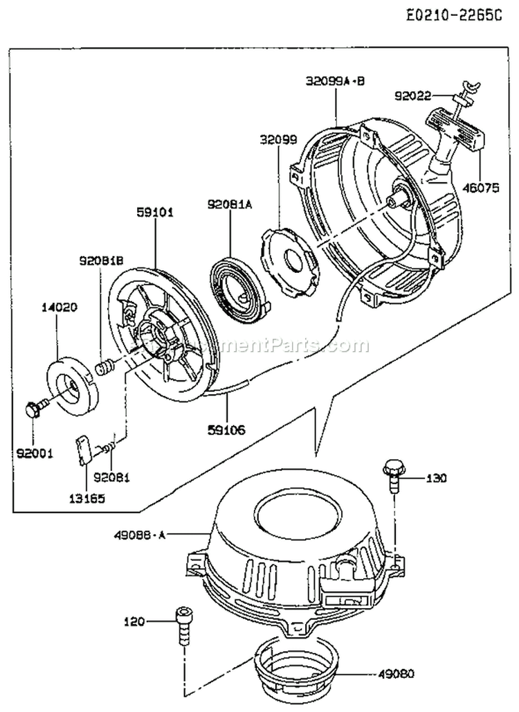 Page J Diagram and Parts List for FC420V CS07 Kawasaki Engine