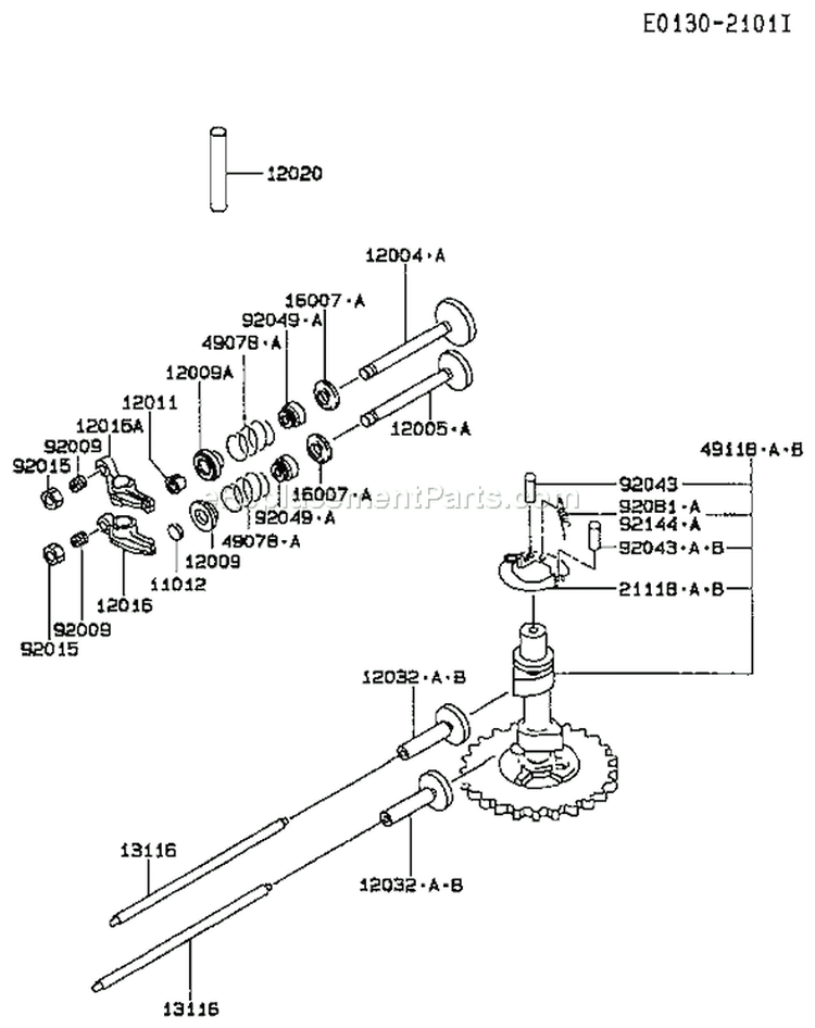 Page K Diagram and Parts List for FC420V CS07 Kawasaki Engine
