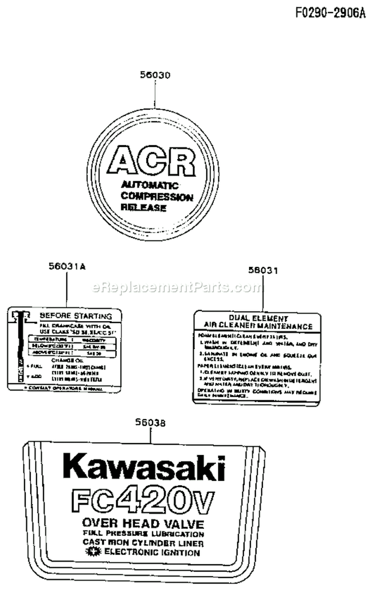 Page G Diagram and Parts List for FC420V CS07 Kawasaki Engine