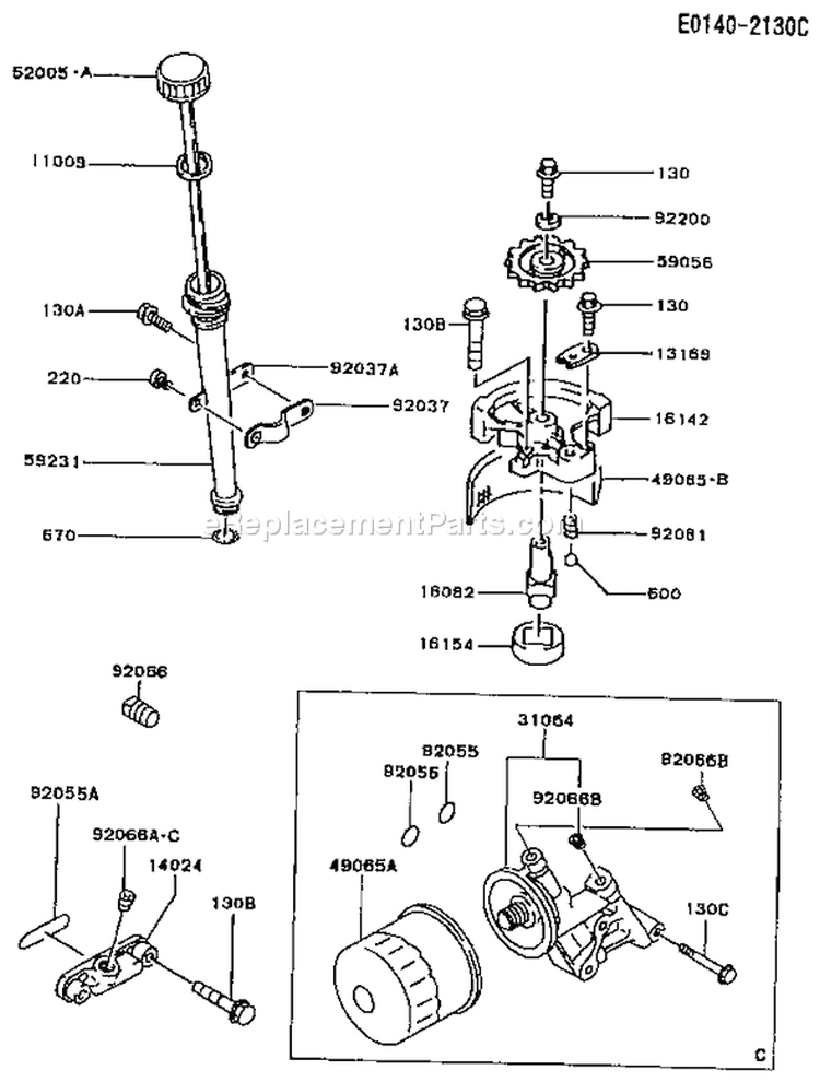 Page H Diagram and Parts List for FC420V CS07 Kawasaki Engine