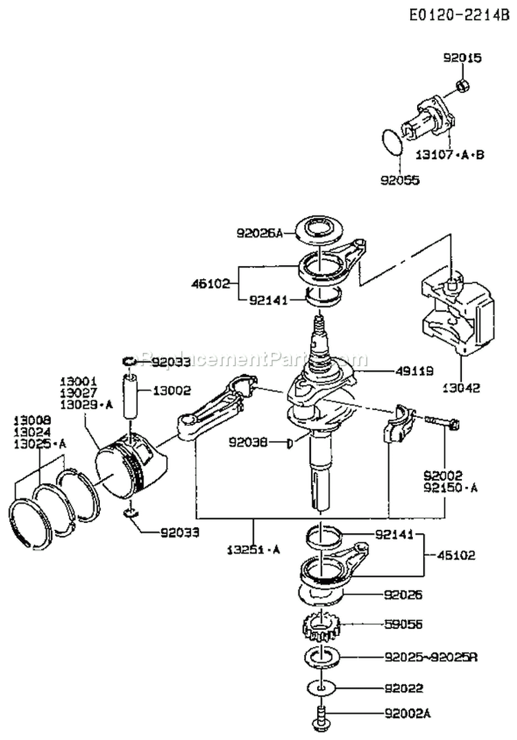 Page J Diagram and Parts List for FC420V BS01 Kawasaki Engine