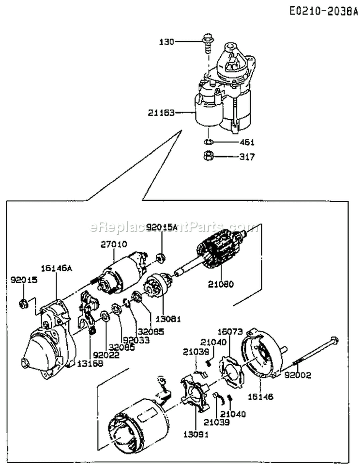 Page K Diagram and Parts List for FC420V AS08 Kawasaki Engine