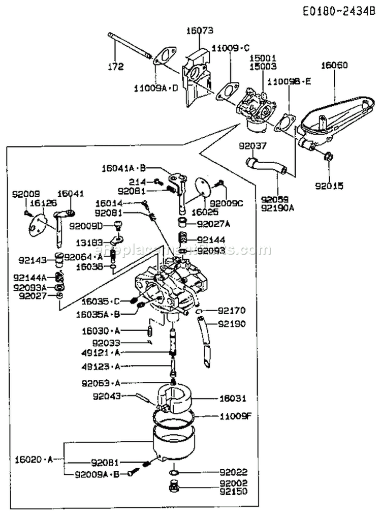 Page B Diagram and Parts List for FC420V BS01 Kawasaki Engine