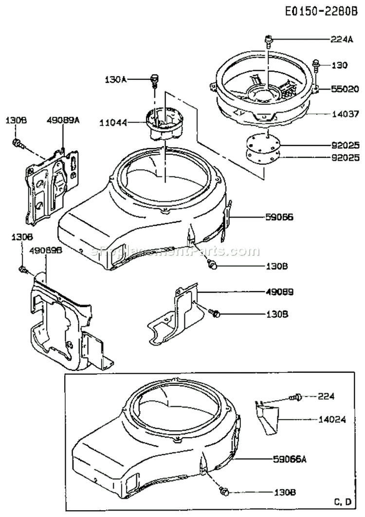 Page D Diagram and Parts List for FC420V BS01 Kawasaki Engine