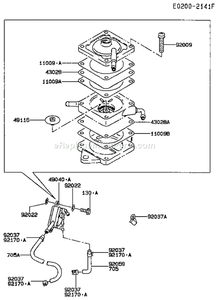 Page G Diagram and Parts List for FC420V BS01 Kawasaki Engine