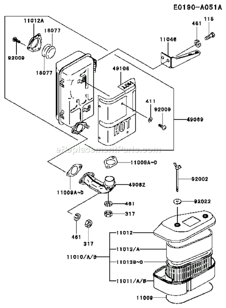 Page A Diagram and Parts List for FC420V AS09 Kawasaki Engine
