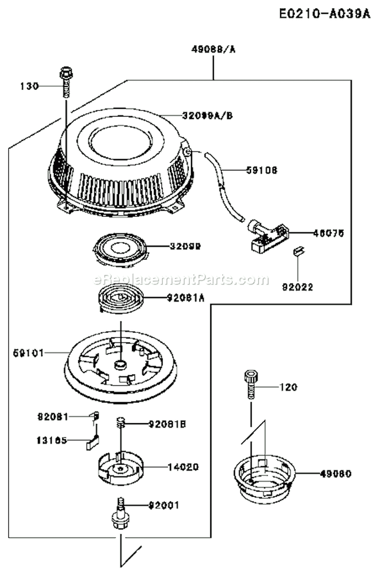 Page J Diagram and Parts List for FC420V AS09 Kawasaki Engine