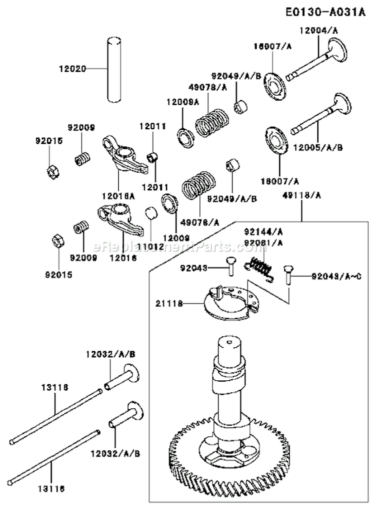 Page K Diagram and Parts List for FC420V AS09 Kawasaki Engine
