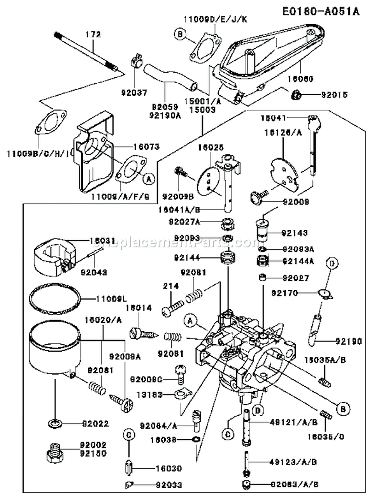 Page B Diagram and Parts List for FC420V AS09 Kawasaki Engine