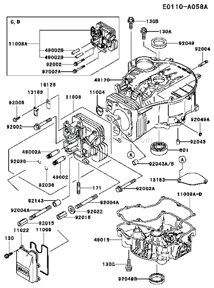 Page E Diagram and Parts List for FC420V AS09 Kawasaki Engine