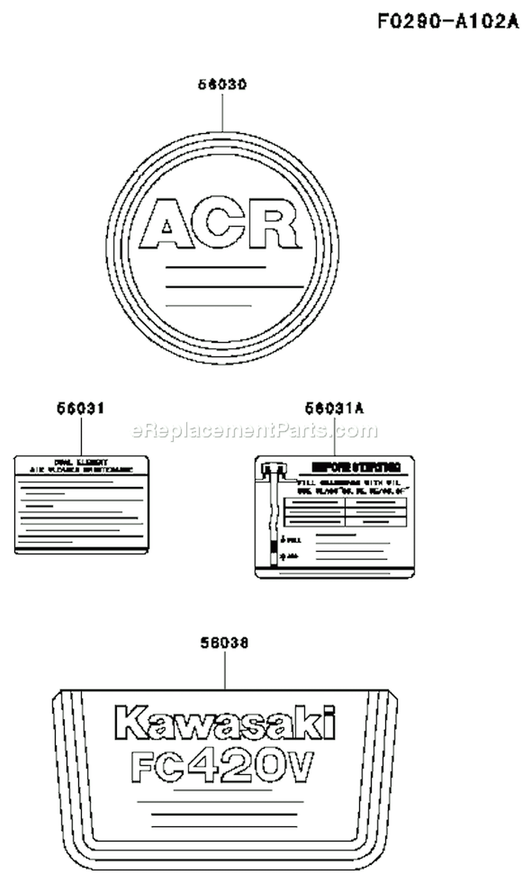 Page G Diagram and Parts List for FC420V AS09 Kawasaki Engine