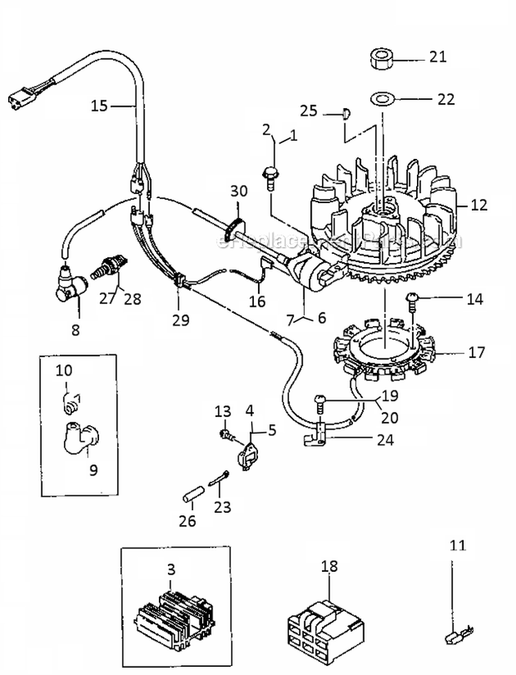 Electric Equipment Diagram and Parts List for FC420V-ES00  Kawasaki Engine