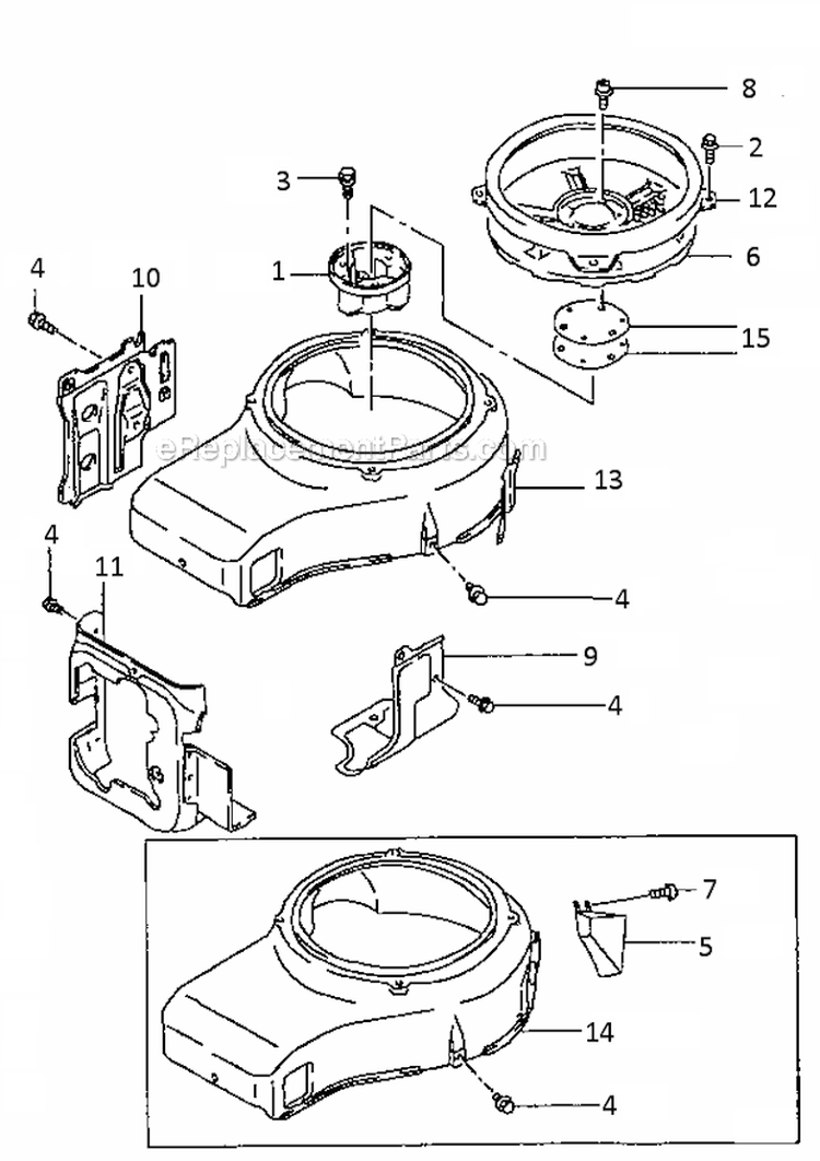 Cooling Equipment Diagram and Parts List for FC420V-ES01  Kawasaki Engine