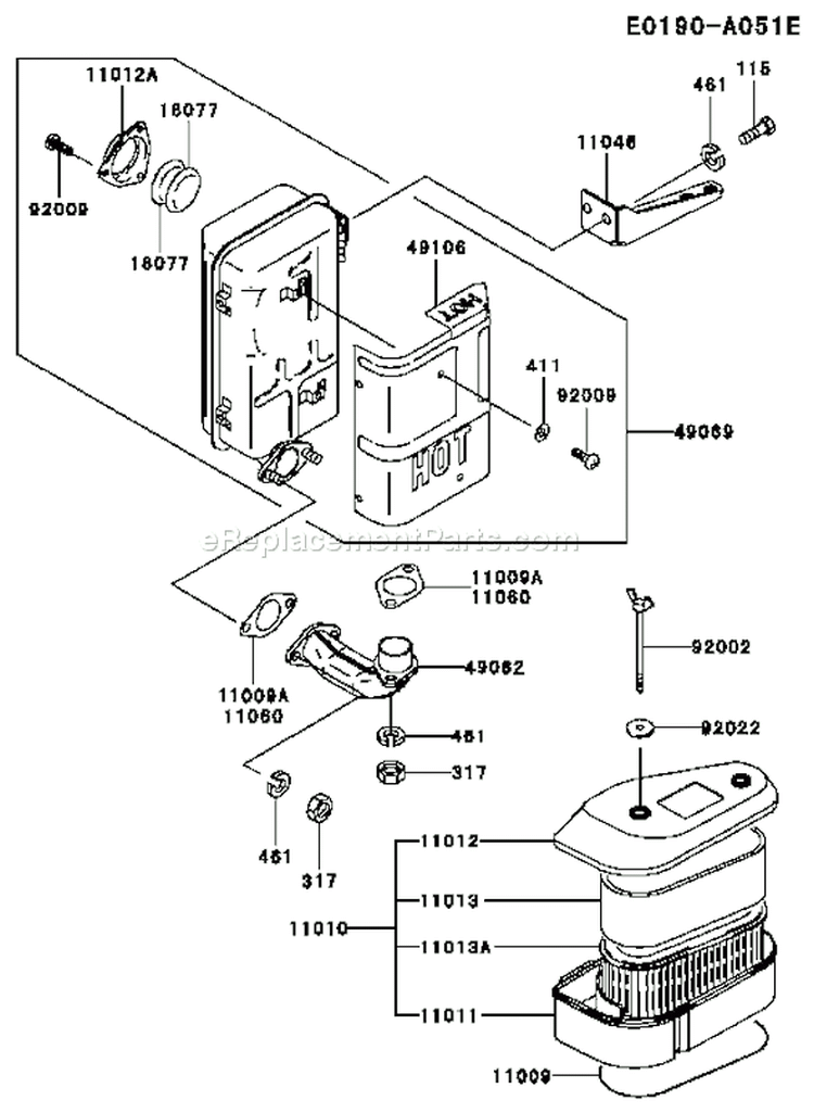 Page A Diagram and Parts List for FC420V ES18 Kawasaki Engine