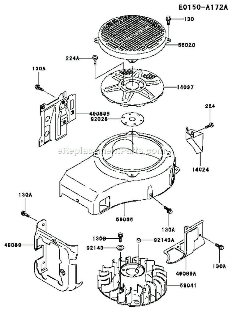 Page D Diagram and Parts List for FC420V BS22 Kawasaki Engine