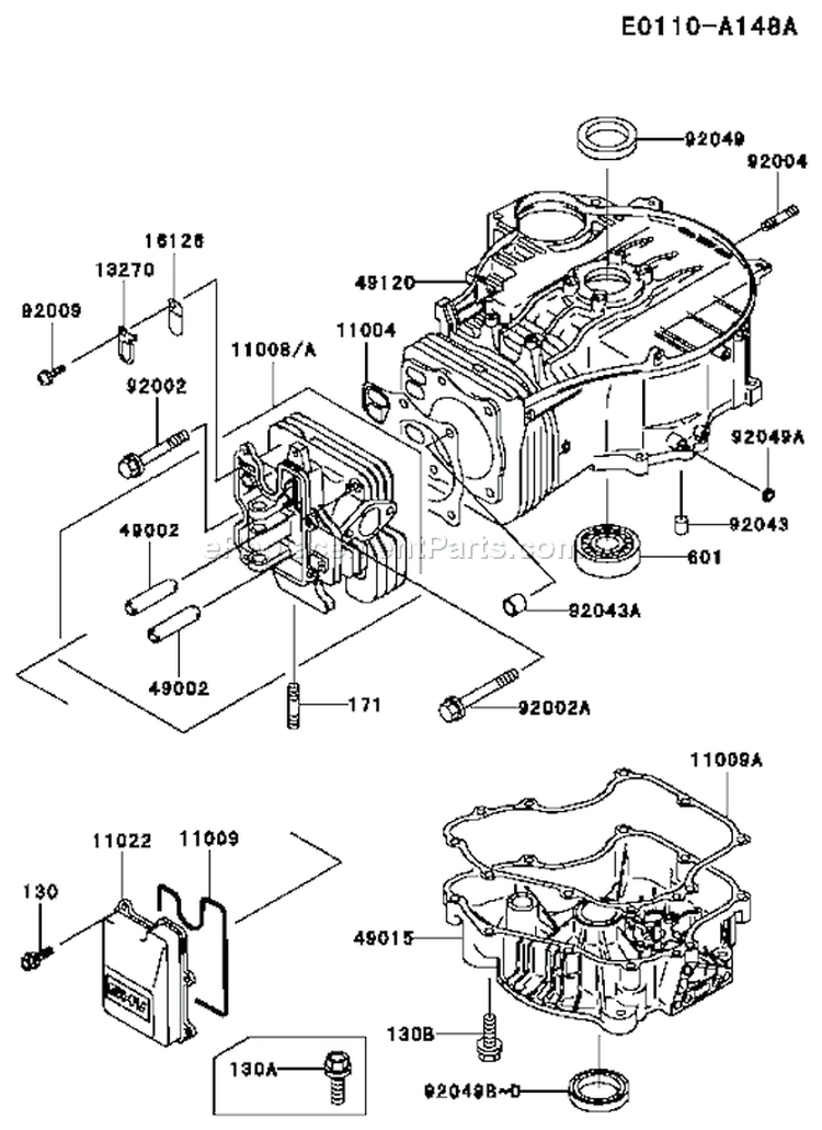 Page E Diagram and Parts List for FC420V ES18 Kawasaki Engine