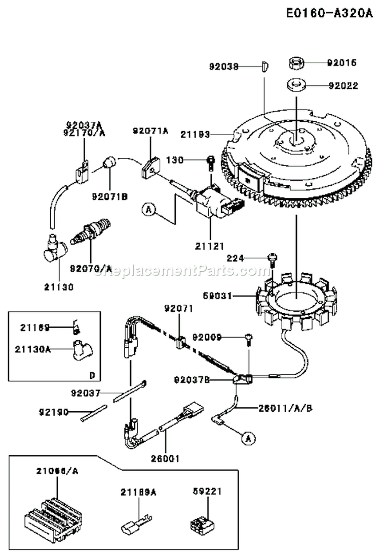 Page F Diagram and Parts List for FC420V ES18 Kawasaki Engine
