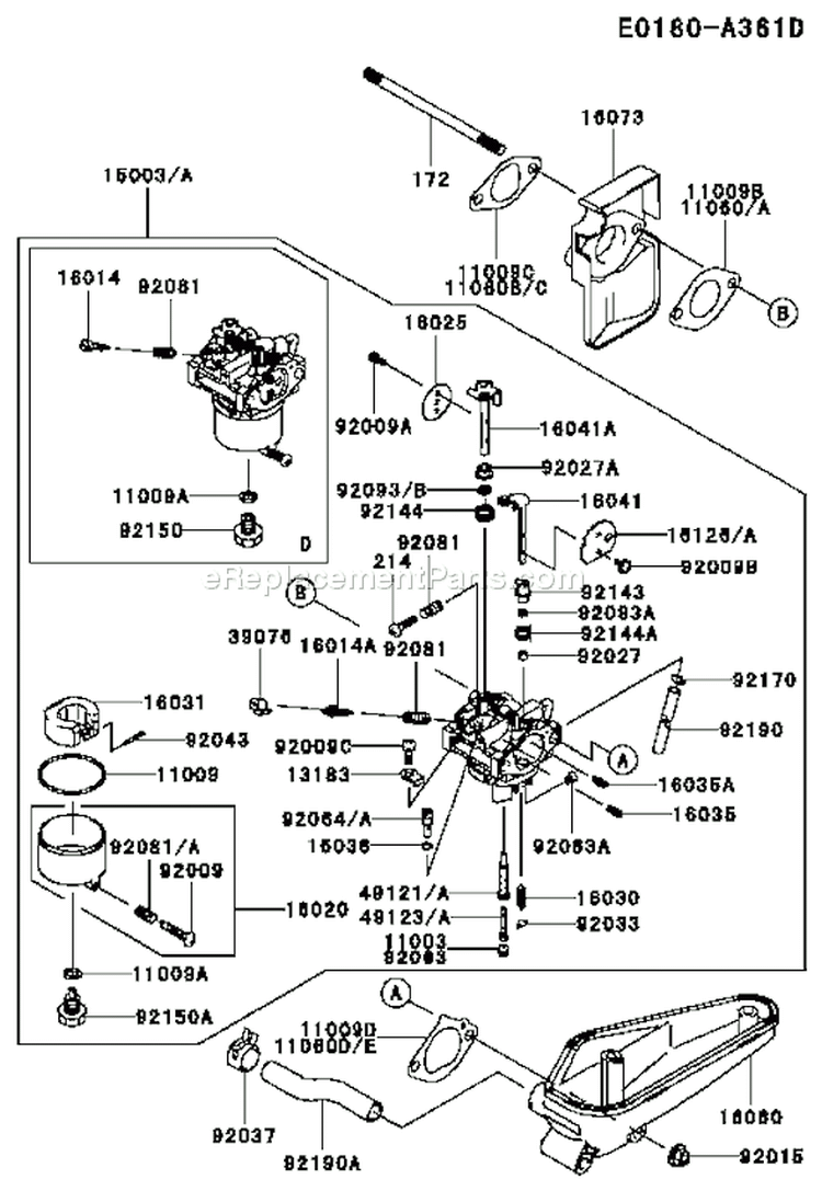 Page B Diagram and Parts List for FC420V FS15 Kawasaki Engine