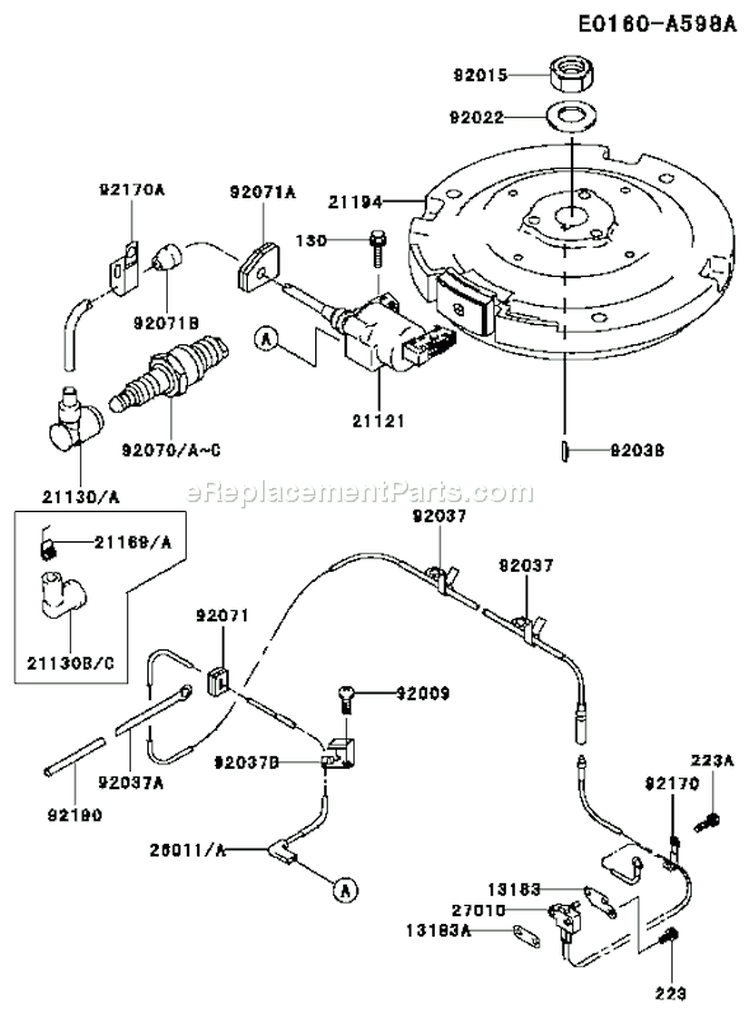 Page F Diagram and Parts List for FC420V FS15 Kawasaki Engine