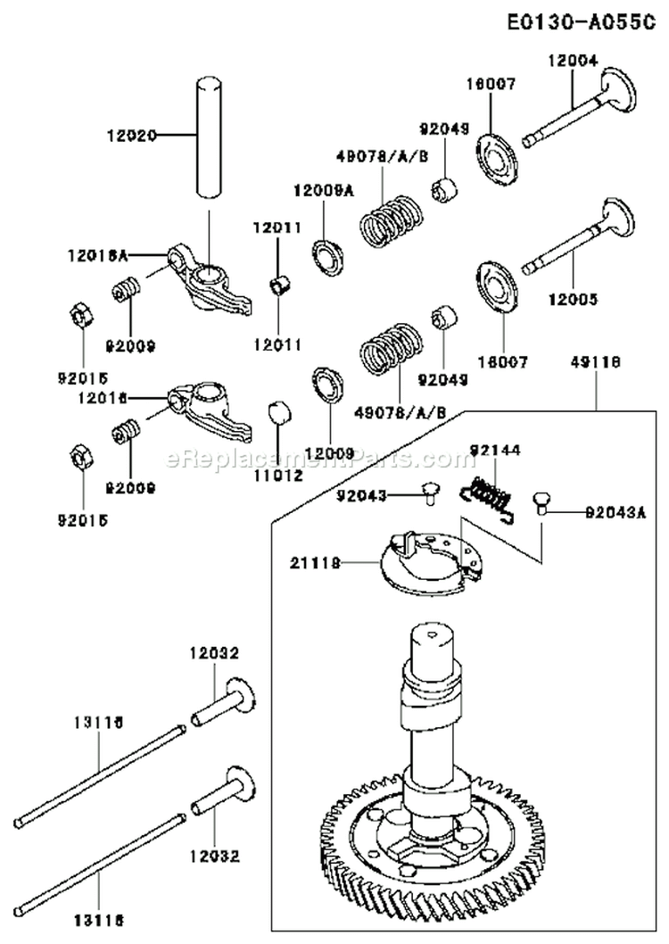 Page K Diagram and Parts List for FC401V BS01 Kawasaki Engine