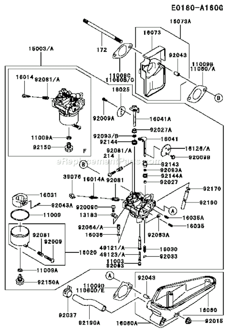 Page B Diagram and Parts List for FC420V GS07 Kawasaki Engine