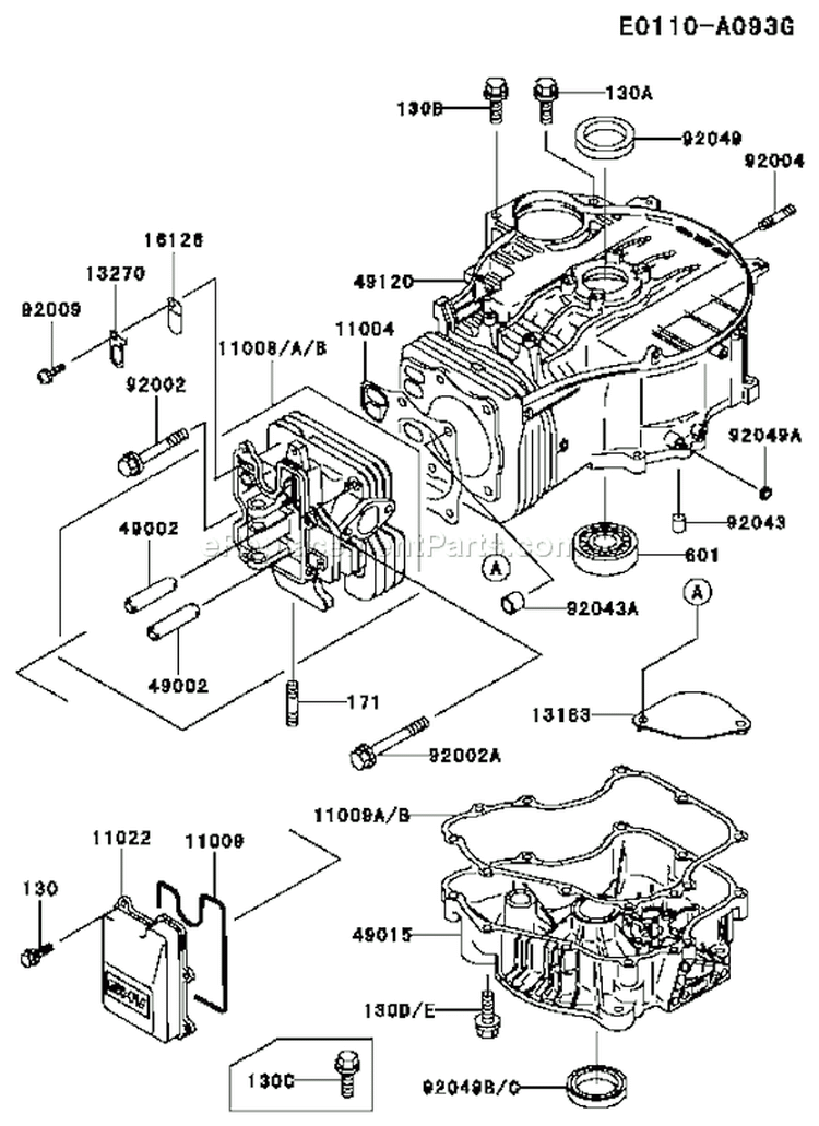 Page E Diagram and Parts List for FC420V GS07 Kawasaki Engine