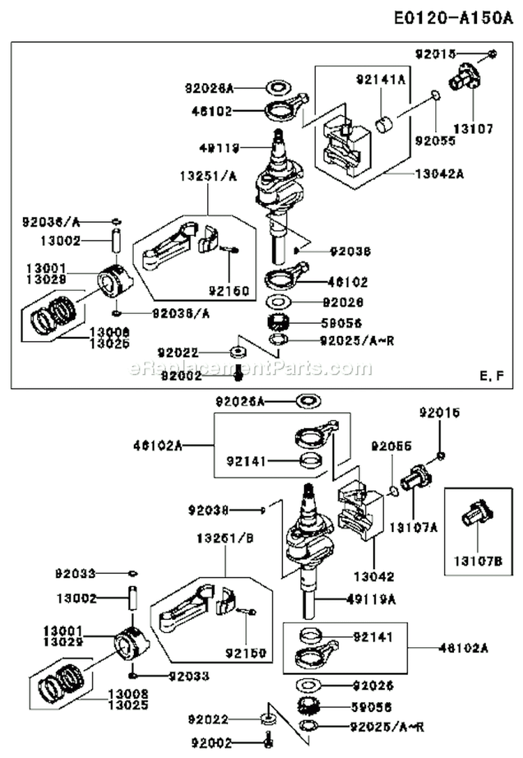 Page J Diagram and Parts List for FC420V FS14 Kawasaki Engine