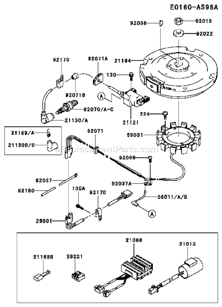Page F Diagram and Parts List for FC420V FS14 Kawasaki Engine