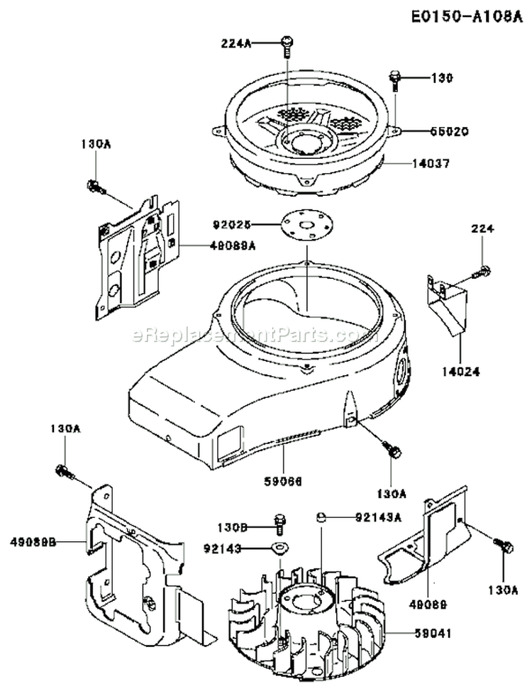 Page D Diagram and Parts List for FC420V HS01 Kawasaki Engine